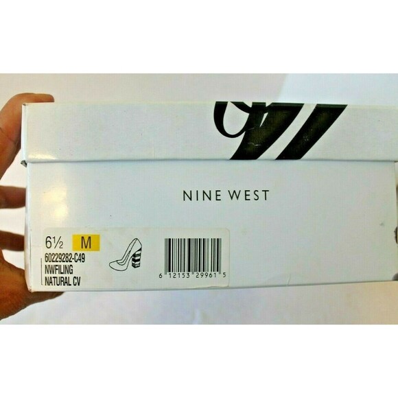 Nine West Heels Tan Canvas Pumps Chunky Braided Boho Shoes w/Box Sz 6.5 M - Picture 9 of 9